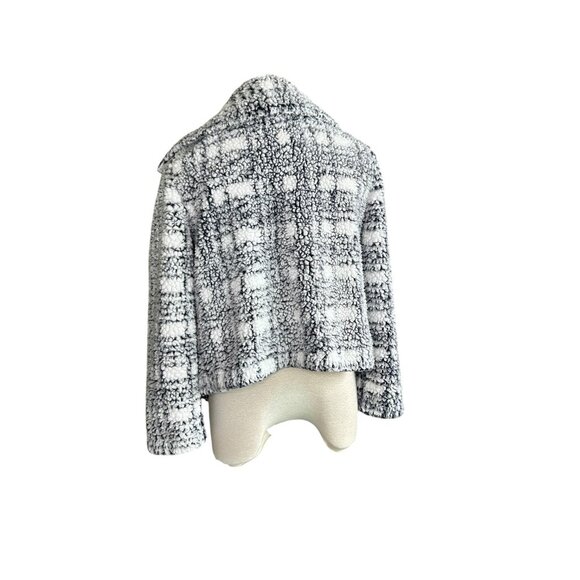 Vince Camuto Plaid Cozy Fleece Open Drape Jacket Size Medium - Picture 9 of 11